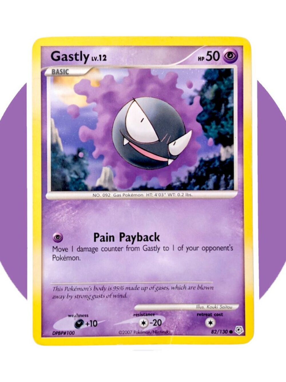 Diamond & Pearl Pokemon Card (A42): Gastly 82/130, Kouki Saitou